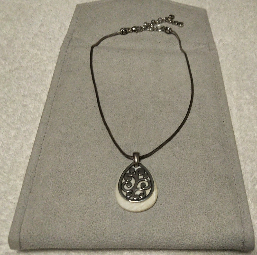Brighton Silver And Mother Of Pearl Pendant Necklace